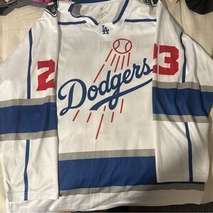 Dodgers White and Blue Baseball Jersey